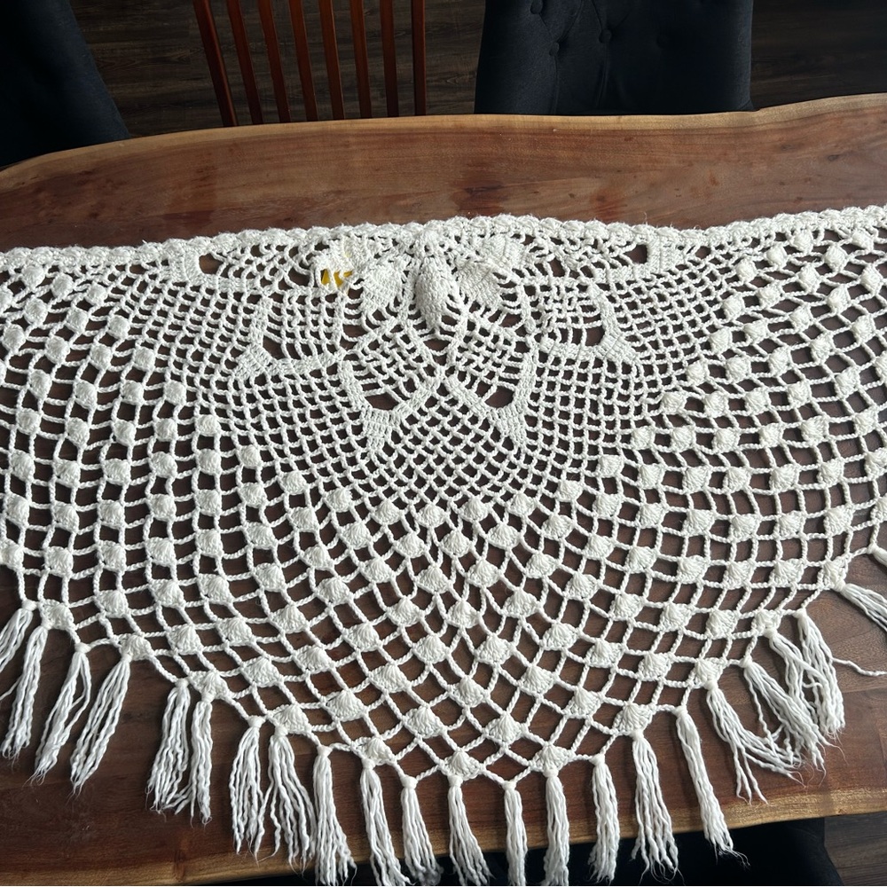 Vintage Montgomery Ward Cream Crochet Shawl
